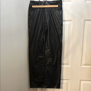 Black vegan Leather High waisted straight Pant